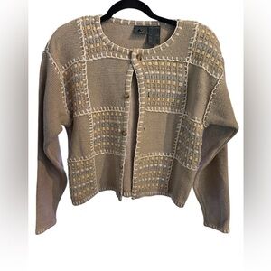 VTG Liz Wear Ribbon Knit cardigan sweater Buttons cottagecore pastels  size M